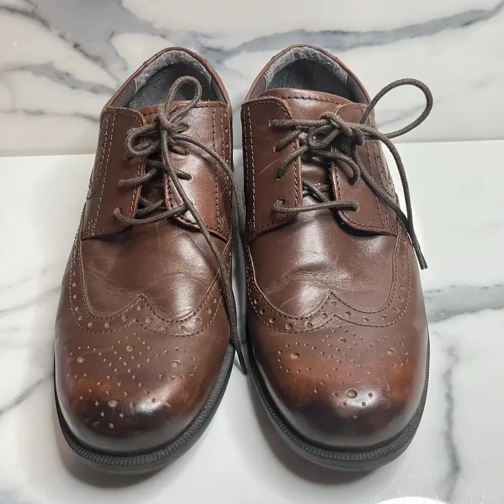 Thom McAn Men's Classic Preppy Brown Leather Bismark Oxford Dress Shoes Sz 8.5